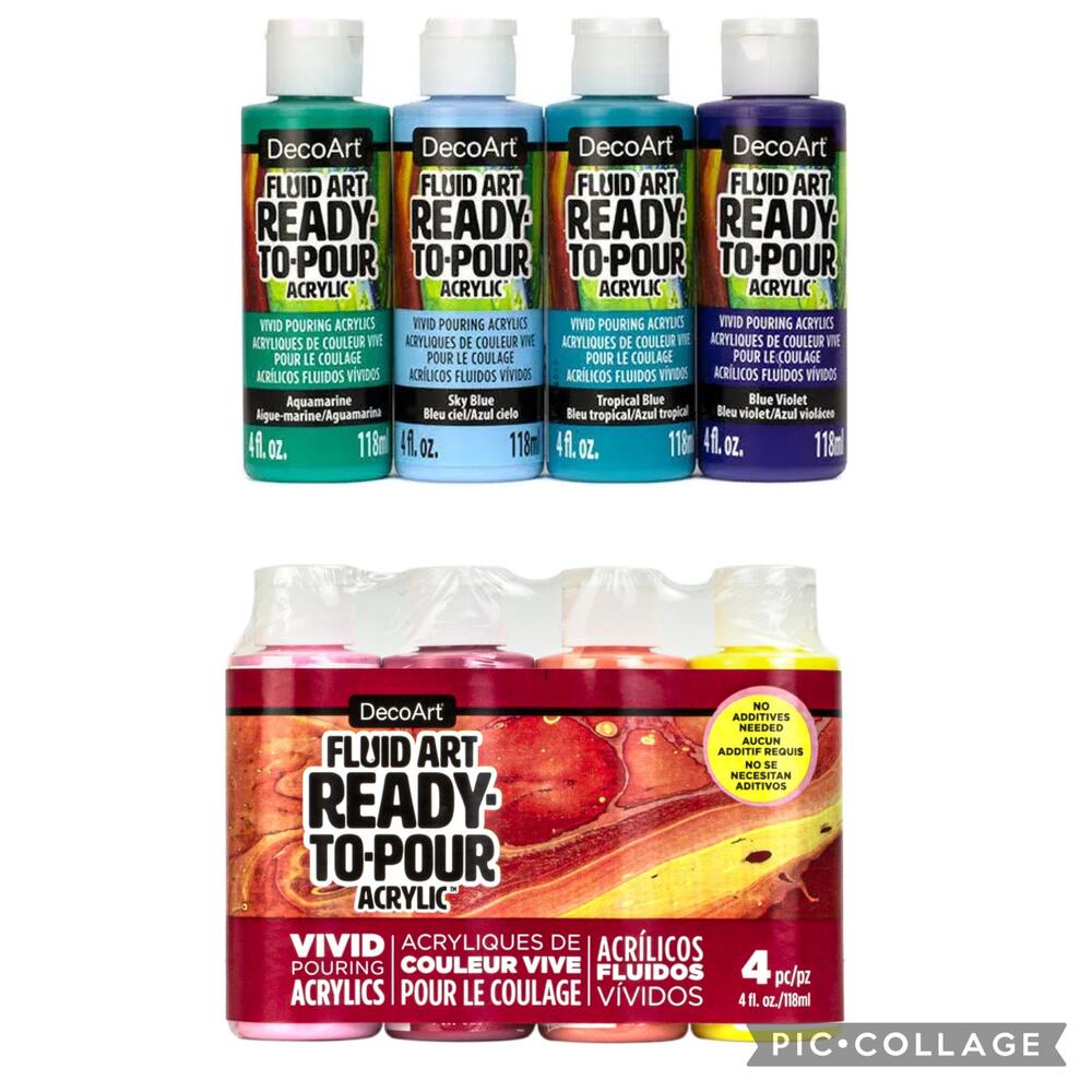 DecoArt FluidArt Vivid Paint Pouring Pack pink red yellow blue green yellow